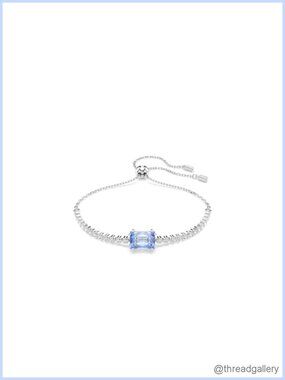Swarovski Crystal Tennis Bracelet Rhodium Plated Blue Zirconia